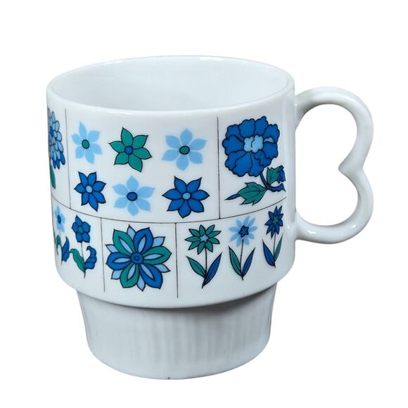 Vintage Stylecraft Ace Mug Japan Mod Floral Stackable Coffee Cup Retro Flower - Picture 1 of 10